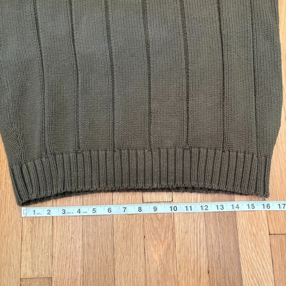 Vintage GAP Olive Green Heavyweight Cotton Ribbed Knit Sweater Size L